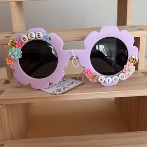 Purple Floral Sunglasses with Bee Accents “Bee Kind”